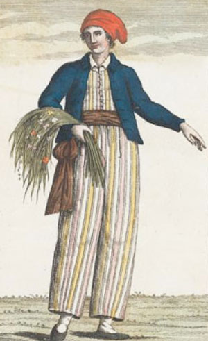 Jeanne Baret vestida de marinero. Dibujo de 1817. Fuente: Wikipedia