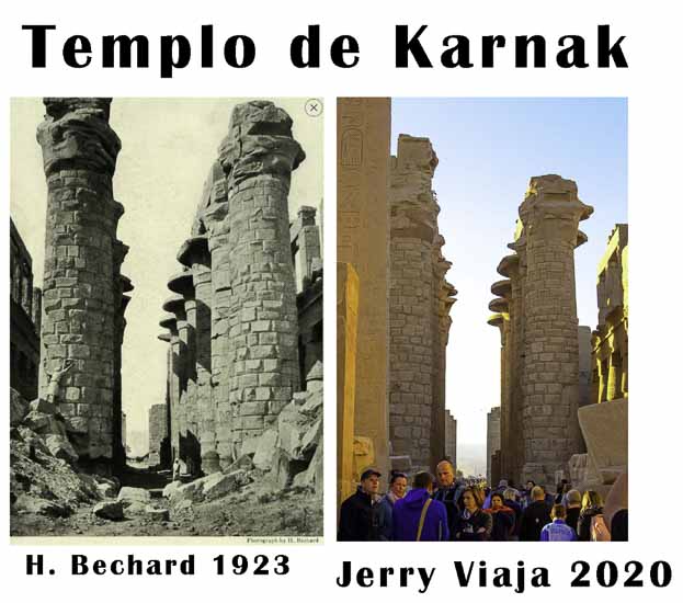 Comparacion del templo karnak en Egipto 2020 vs 1923