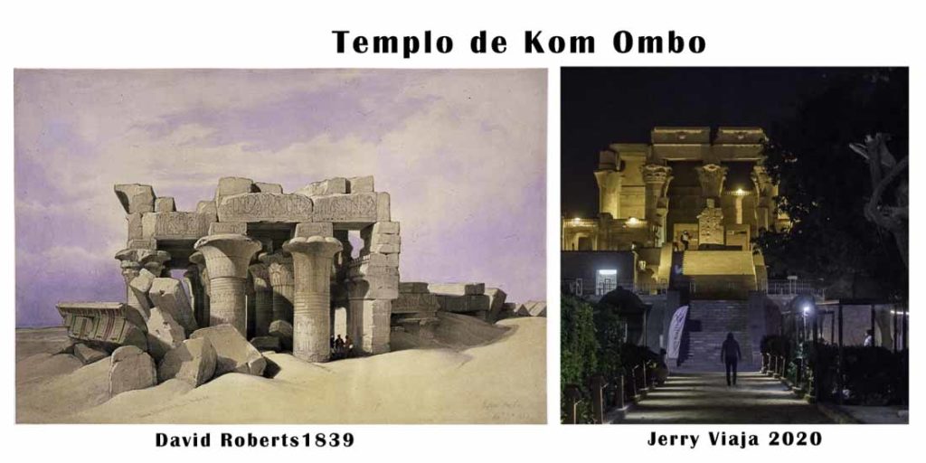 Comparacion del templo de Kom Ombo en Egipto 2020 vs 1839
