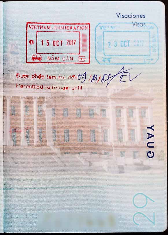 sellos para entrar a vietnam en el pasaporte