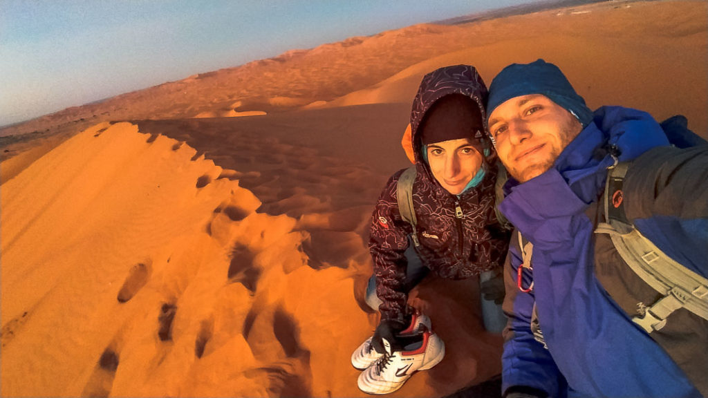 Atardecer en la duna más alta de Erb Chebbi, Desierto del Sahara