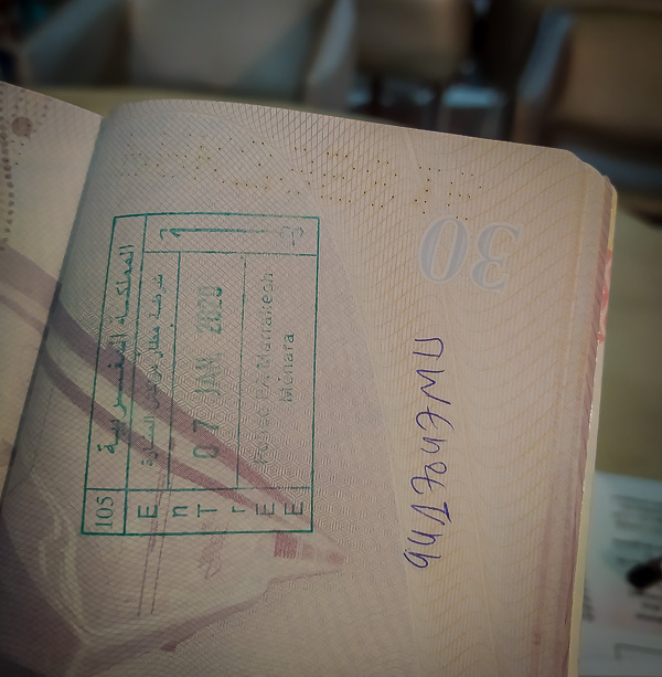 Sello de entrada a Marruecos en el pasaporte