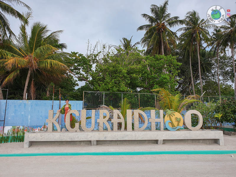 Guraidoo letter sign in cement , maldives islands