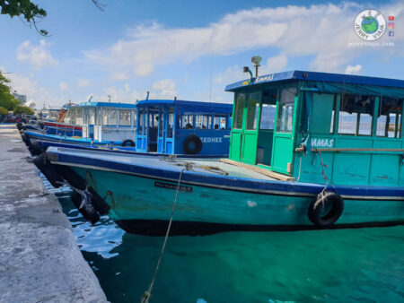 ferry maldives islands coastline male deck